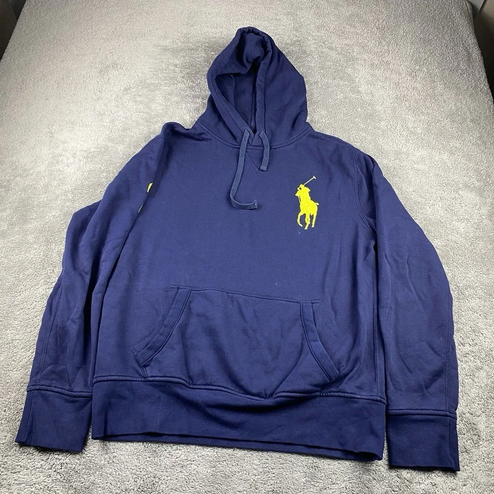 Polo Ralph Lauren Pony Fleece Hoodie Navy Mens Medium Blue Long Sleeve